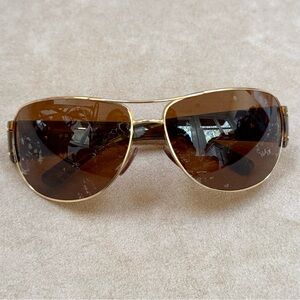 PRADA Gold Tortoise Aviator Sunglasses *FRAMES ONLY* SPR 52G Need Lenses Replace